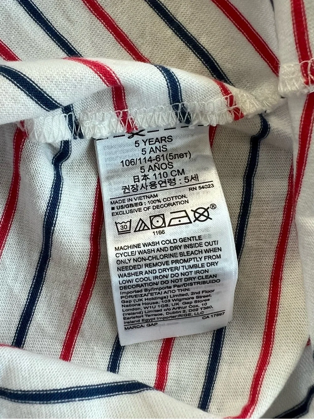 NWT Gap Girls Red, White and Blue Striped Tank Top Size 5